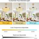 48 Inch Chandelier Ceiling Fan with Lights, Retractable Fan with Remote and APP, Crystal Fandelier Ceiling Fan, Dimmable LED, Reversible Motor, Quiet for Bedroom Living Room-Gold