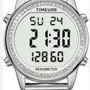 TIMEURE Pedometer Watch for Women, Step Counter for Walking No App/Phone Required Step Counter, Waterproof Fitness Calorie Tracker, Distance Tracking, Alarm, Large Digital Display Watch, TU-2509