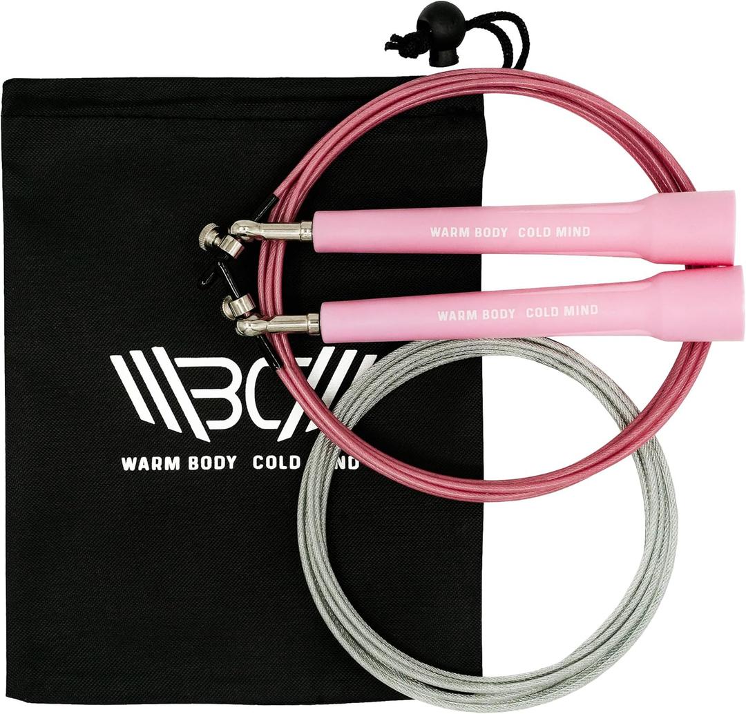 WARM BODY COLD MIND Adjustable Jump Rope For Men and Women, Speed Jump Rope, Skipping Rope for Weightlifting, Boxing, Gym, Outdoor or Indoor Sport, Fitness (Pink)