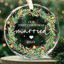 Our First Christmas Married Ornament 2025 – Newlyweds Christmas Glass Ornaments – First Year Marry Wedding Ornaments for Newlyweds – Just Married Ornament Gifts for Couples