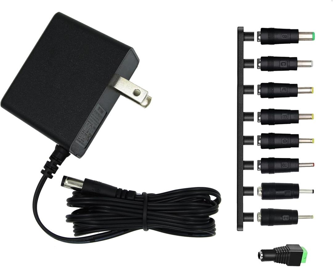 5V 1A Power Supply Adapter with Plug 5.5 x 2.1mm,TRYTHINK 5W AC/DC Charger AC 100V-240V to DC 5V Power Cord with 9 Jacks Plug for USB Hub TV Box Router Camera and More(1 Pack)
