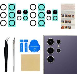 2 Set Back Camera Lens Replacement Compatible with Samsung Galaxy S24 Ultra All Carriers with Professional Repair Kit and Installation Instruction