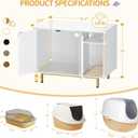 Hzuaneri Cat Litter Box Enclosure, Hidden Litter Box Furniture with Storage, Large Wooden Cabinet with Scratch Pad, Modern End Table for Living Room, Bedroom & Entryway, White and Gold, 31.4"L x 19.6"W x 24"H