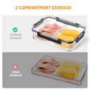 Deli Meat Container for Fridge Organizers and Storage, Ham and Cheese Container for Fridge, 11 Inches Long Lunch Meat Container for Refrigerator, 2 Compartment Snack Containers with Clear Lid