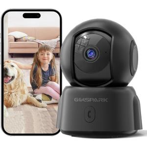 GOLSPARK 2K Indoor Security Camera for Baby Monitor, 2.4GHz WiFi 360 Pet Camera with Night Vision Motion Tracking Detection Two-Way Audio Sleep Mode SD Card Cloud Storage, Black GOLSPARK 2K Indoor Security Camera for Baby Monitor, 2.4GHz WiFi 360 Pet Camera with Night Vision Motion Tracking Detection Two-Way Audio Sleep Mode SD Card Cloud Storage, Black