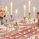 6 Pcs Christmas Bow Taper Candle Holders, 3 Size Gold Christmas Candlestick Holders, Xmas Candle Holder Vintage Decorative for Table Centerpiece Mantel Decor Holiday Housewarming Gifts