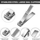 Mudder 6 Pcs Silver Large Nail Clippers Stainless Steel Ultra Sharp Sturdy Fingernail and Toenail Clipper Cutters Straight Edge Toenails Nail Trimmer Cutters for Men Women Thick Nails Anti-slip Handle