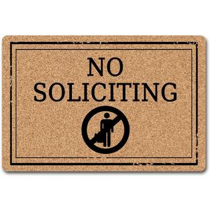 Entrance Welcome Mat No Soliciting Hello Doormats (23.6 X 15.7 inch) Non-Woven Fabric Top with a Anti-Slip Rubber Back Funny Doormat Prank Gift Indoor/Outdoor Doormats Machine Washable