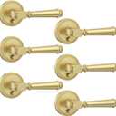 Amerdeco 6 Pack Brushed Gold Privacy Door Handles, Gold Interior Door Knobs,Heavy Duty Door Lever for Bedroom and Bathroom, Reversible Keyless for Right & Left Side AM0034
