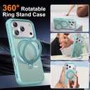 STERKER Designed for iPhone 17 Pro Case [360 Spin Magnetic Kikcstand][Fit for Mag-Safe][Military Shockproof Protection] Slim Translucent Matte for 17 Pro Case with Stand 6.3", Green
