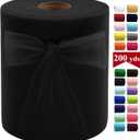 Black Tulle Fabric Rolls 6 Inch by 200 Yards (600 feet) Fabric Spool Tulle Ribbon for DIY Black Tutu Bow Baby Shower Birthday Party Wedding Halloween Decorations Craft Supplies