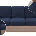 H.VERSAILTEX Multi-Pieces Sofa Covers Stretch Couch Covers Form Fitted Seats and Back Cushions Covers (3 Seat Covers Plus 3 Back Cusion Covers, Bonus 2 Armrest Covers), Navy