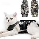 Cat Recovery Suit for Male and Female Surgical Post Surgery Soft Cone Onesie Shirt Clothes Neuter Licking Protective Diapers Outfit Cover Kitten Spay Collar(S, Camouflage)