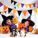 Halloween Gnome Decorations Black Cat Decor 2 PCS Home Vintage Figurines Funny Resin Tabletop Ornaments Indoor Holiday Collectible Statue for Women Men Kids