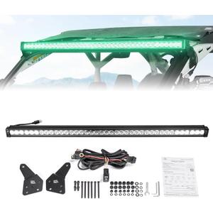 KEMIMOTO 50'' 390W X3 LED Light Bar Multi-Color Lights with Upper Roof Windshield Mount Brackets Rocker Switch Wiring Kit Compatible with Can Am Maverick X3 & Max & R 2017-2025