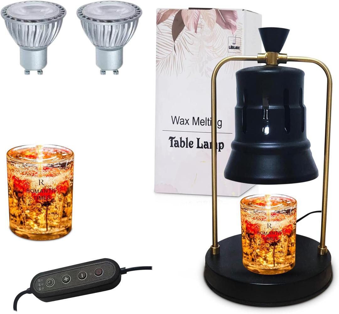 Candle Warmer lamp with Free Candle lamp Warmer Electric Candle with Timer and 2 Bulbs Dimmable Candle Warmer Lantern for Scented Wax Candle Warming lamp for Home Decor and Christmas Gift