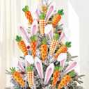 24 Pcs Large Easter Decorations Indoor Bunny Ears Carrot Easter Tree Picks Rabbit Decorations for Tree Topper Home Office Party Vase Decor (White Orange)