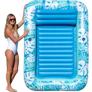 Aqua Inflatable Tanning Pool Lounger, Premium Pool Float with Cupholders and Removeable Pillow for Relaxation and Fun