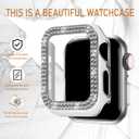 VIQIV for Bling Apple Watch Bands Series 9 8 7 6 5 4 3 SE 45mm 44mm 40mm 38mm 41mm 42mm for Women Dressy, Upgraded Starlight Stretchy Cute Bracelet with Bling Cover for iWatch Band, Diamond Rhinestone Metal Wristbands Straps
