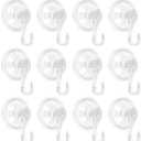 12Pcs Wreath Hanger Suction Cup Hooks Reusable Shower Suction Cup Hook Wall Window Bathroom Plastic Vacuum Hooks Wreath Holder for Front Doors Kitchen Shower Room