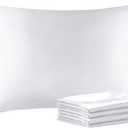 BEDELITE Satin Pillowcase with Zipper 4 Pack, White Pillow Cases King Size, Super Soft and Cooling Similar to Silk Pillow Cases, Gift for Women Men(20x40 Inches)