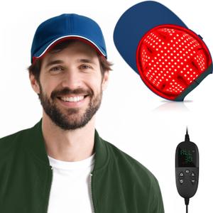 Red Light Cap, Red Light Hat for Head, 630nm 850nm 940nm Infrared Light Cap Adjustable Size, and Pulse Mode