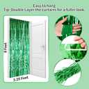 2 x Green Streamers Green Birthday Decorations - Foil Fringe Curtain Backdrop for Dinosaur Birthday Decorations Jungle Party Decorations-5 Packs