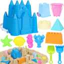 Beach Toys Sand Toys for Kids, Sand Castle Toys with Castle Bucket, Sand Molds, Shovel and Rake, Sandbox Toy for Toddlers 1-3 4 5 6 7 8 9 10 12, Beach Summer Accessories for Kids