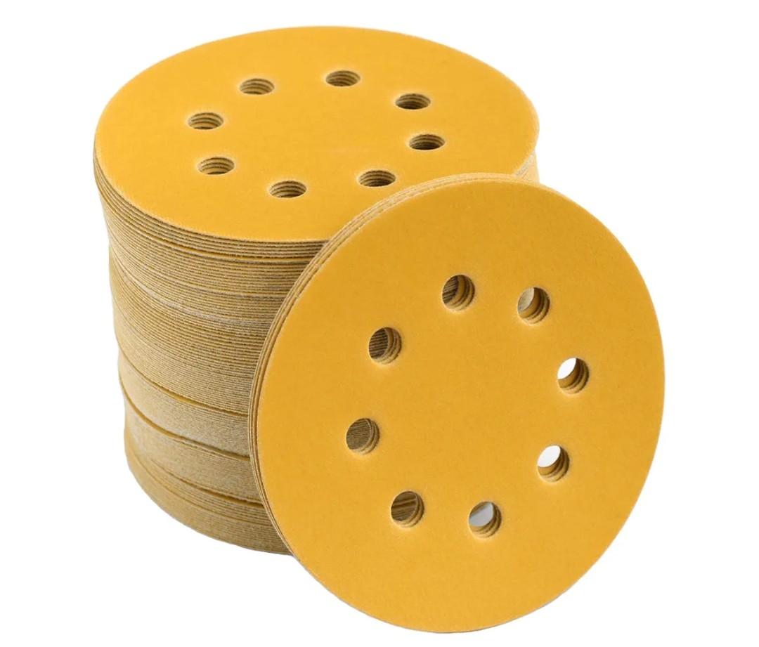 5-Inch 8-Hole Hook and Loop Sanding Discs 600-Grit Random Orbit Sandpaper, 100-Pack