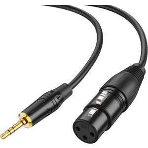 CableCreation 3.5mm to XLR Cable 10FT, Aux Male to XLR Female Microphone Cable, XLR to 3.5mm Cable Compatible with iPhone, iPod, Tablet, Laptop, Microphone, Amplifier, Audio Board, 3M