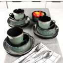 Dinnerware Sets(16Pcs) Serves for 4, Reactive Glaze Plates and Bowls Set with Mug,7.9"Small Plate,8.3"Salad Plate,5.5"bowl, Modern kitchen tableware,Microwave safe, Set No.4