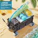 Beach Wagon with Big Balloon Wheels for Sand, 240L Collapsible Wagon, 9x4 Wide Wheels, 450lbs Heavy Duty Beach Cart with Side Covers & Zipper Pockets, 600D Oxford Fabric, Black