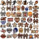 50 Pcs Themed Iron on Patches Applique with Words Embroidered Sew on Cloth Colorful Multiple Styles Patches for Clothes Hats Backpacks Jackets Accessories Souvenirs Gifts(Football)
