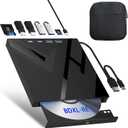 7 in 1 External Blu Ray Drive, External Blueray/DVD Drive for PC with SD/TF Port Blu Ray Burner, Support 100G Disc External Blu Ray Drive for Windows Linux MacOS Laptop Desktop(with Carring Case)