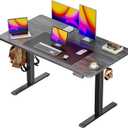 Huuger 48 x 28 Large Electric Standing Desk, Height Adjustable Desk, 27.6" Deep Desktop, Stand up Gaming, 2 Hooks, 3 Preset Heights, for Home Office, Grey