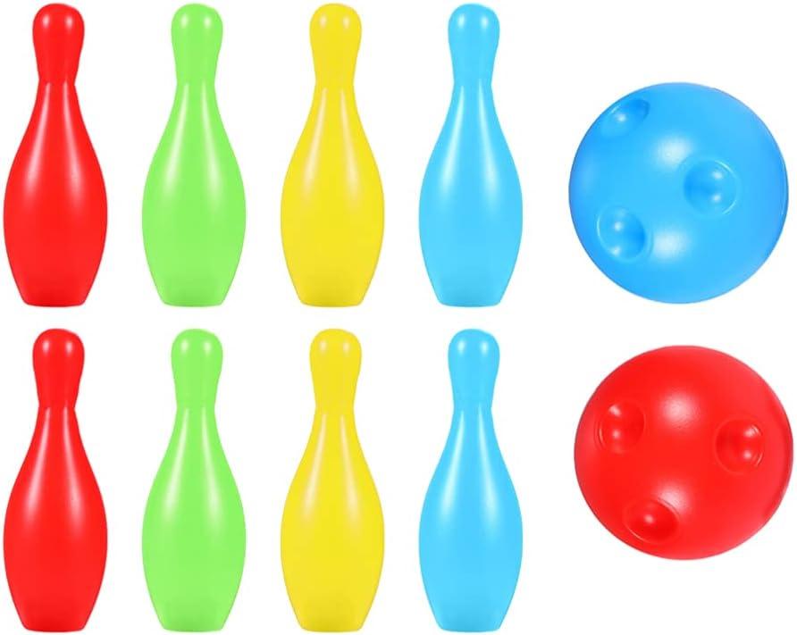 Toddmomy Indoor Children Bowling Toys Set with 10 Plastic Pins and 2 Bowling Balls for Family Play and Motor Skill Development