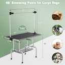 Dog Grooming Table, Adjustable Large Pet Drying Desktop, Foldable Bathing Desk with Arms, Noose, Mesh Tray, Maximum Capacity Up to 330Lb, 46in, Dark Black
