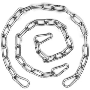 2 Pack Gate Chain Lock for Outdoor Fence with Carabiner, 5/32 x 24 Inch Stainless Steel Link Chains No Fear of Being Bent, Easy to Adjust Barn Chain for Livestock Gate, Silver