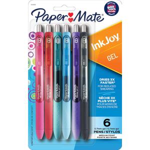 Paper Mate InkJoy Pens, Gel Pens, Medium Point (0.7 mm), Assorted, 6 Count