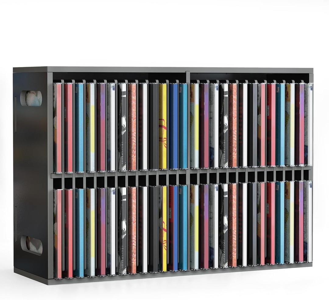 SANFURNEY 52 Slots CD Holder, Wall-Mounted CD Holder Stand, Premium CD Storage Rack for Home and Office, Stackable Disc CD Organizer Desk Stand Ideal for Music Enthusiasts Desk Rack Organizer Black