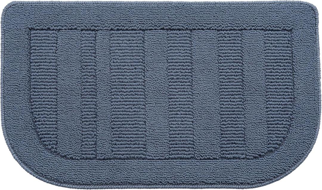 BEQHAUSE 30x18 Inch Kitchen Rug Mat Durable Kitchen Rugs Non-Slip Washable Absorbent Kitchen Mats for Floor Dirt-Resistant Semicircular Kitchen Mat (Blue)