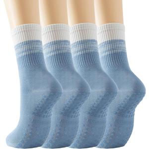GUUNIEE Pilates & Yoga Socks for Women with Non-Slip Grip for Barre, Ballet,Hospital & Barefoot Workout 2/4 Pairs Breathable (Blue)