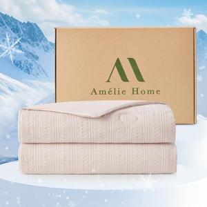 Amlie Home Waffle Cooling Comforter King Size, Q-Max 0.45 Double-Sided Lightweight Cooling Blanket for Hot Sleepers, Summer Silk Breathable Bedding Quilt for Night Sweats, 106"x90", Beige