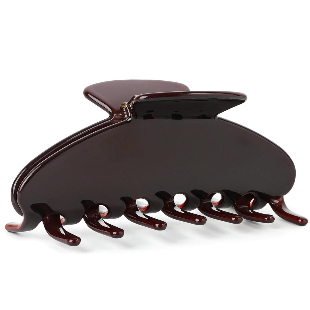 MAORULU Premium Durable Acetate Hair Claw Clips for Women Girls, 4 Inch Large Cute Jaw Clip for Thick or Thin Hair, Vintage Y2K Hair Clips, Dark Brown