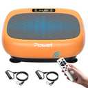POWET Mini Vibration Plate Exercise Machine, Whole Body Workout Waver Vibration Plate for Lymphatic Drainage with 5 Setting Modes, 99 Speed Levels for Weight Loss, Shaping, Toning - Orange
