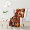 Flannel Blanket Featuring Piled Maple Leaves Pattern, Soothing Anxiety Relief, Breathable Microfiber, for Fall snuggling, Cozy and Lightweight, Throw Blanket for Couch Decorative 30X40 Inch