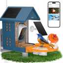 Smart Bird Feeder with Camera Outdoor Birdhouse:AI Identifies 11000+ Species, Features 3K HD Quality and Arrived Alerts Function,Powered by 3 Solar Panels,Gifts for Mom Dad Bird Lovers
