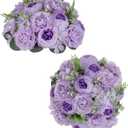 BLOSMON Peony Flower Balls Centerpieces: 2pc 9.5 Inch Lilac Fake Peony Floral Arrangement Bouquet Wedding Dinning Table Decoration Easy Use Artificial Silk Kissing Ball Home Party Decor