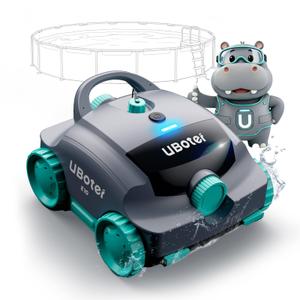 Pool Vacuum, UBoter E10 Cordless Robotic Pool Cleaner, Dual-Layer Filtration, Powerful Obstacle Crossing, Enhanced Edge & Corner Cleaning, 120-Min for Above-Ground & Flat-Bottom Pools to 860 Sq.Ft