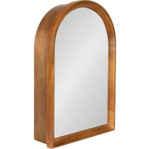 Kate and Laurel Hatherleigh Modern Arched Bathroom Cabinet with Mirror, 20 x 6 x 30, Rustic Brown, Decorative Wooden Bathroom Mirror with Storage for Bath Medicine Cabinet or Over-the-Toilet Storage